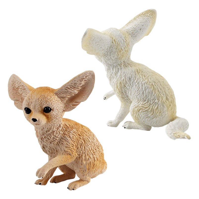 Modelo animal de bosque de simulación transfronteriza oreja grande zorro aurícula zorro desierto zorro estática decoración de escritorio juguete