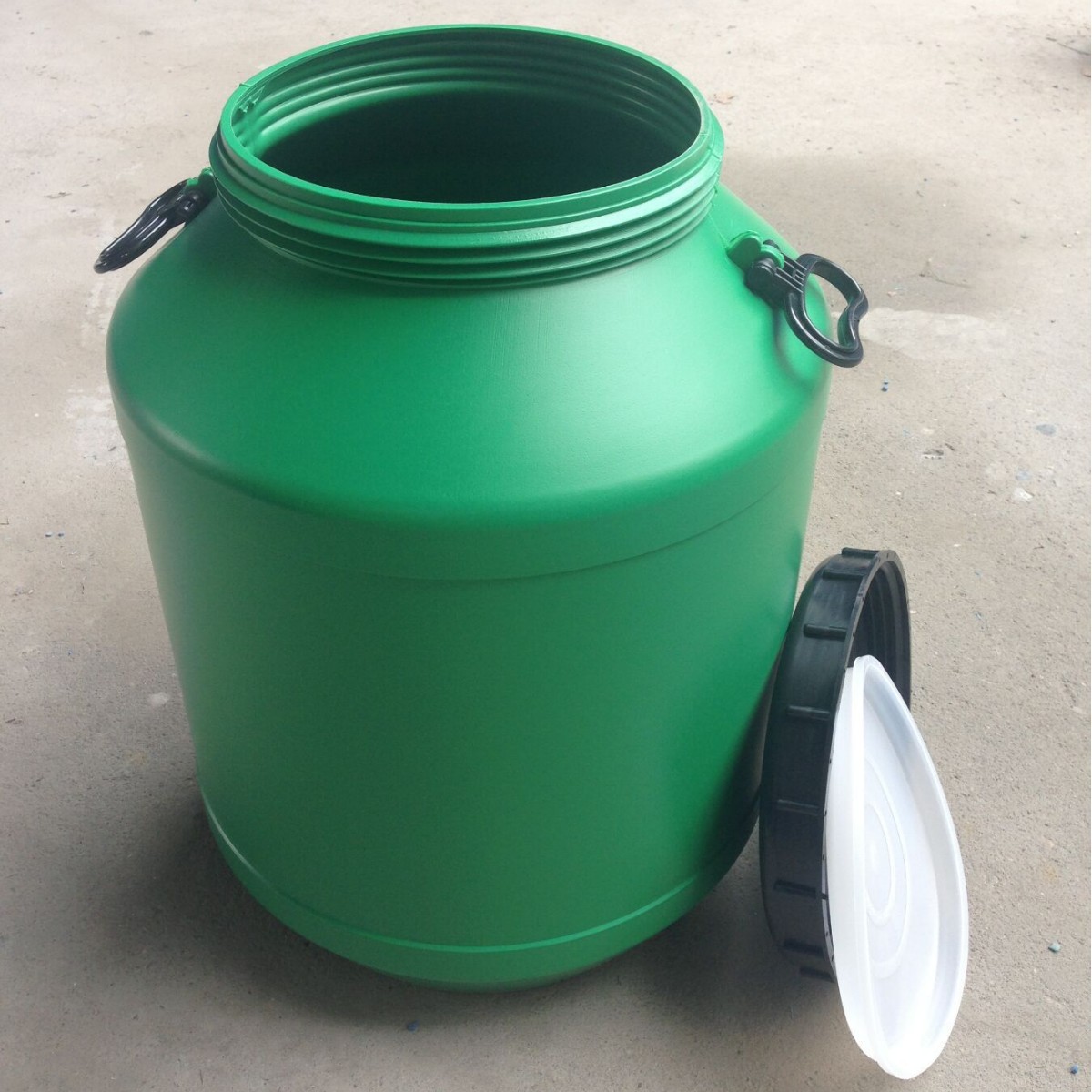 50L开口桶绿色桶螺纹桶塑料化工桶50KG圆桶水桶耐酸碱桶油桶广口