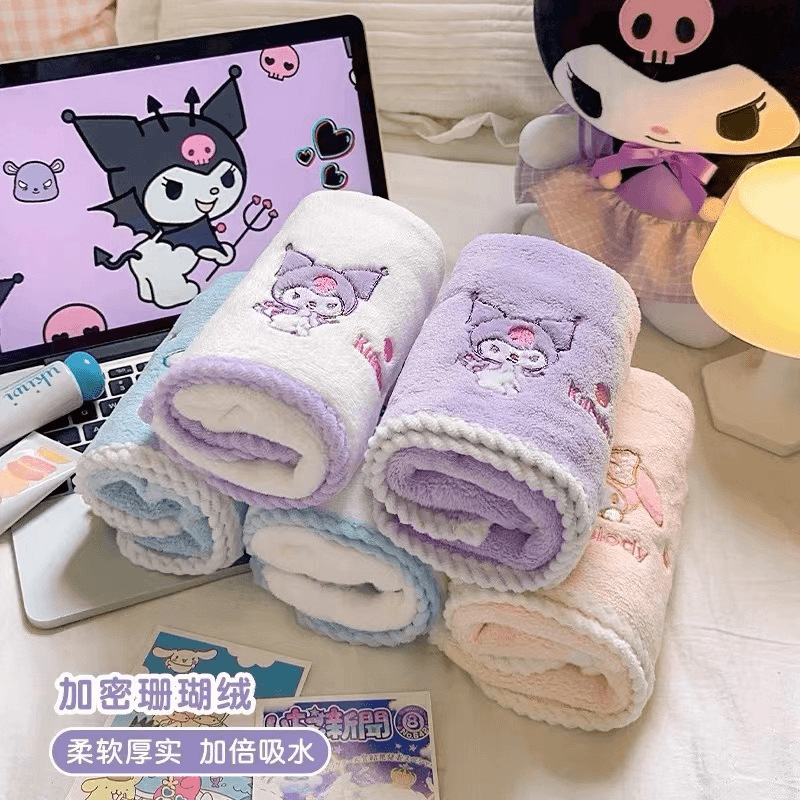 三丽鸥品质毛巾儿童珊瑚绒洗脸吸水超柔擦脸巾库洛米可爱加厚代发|undefined