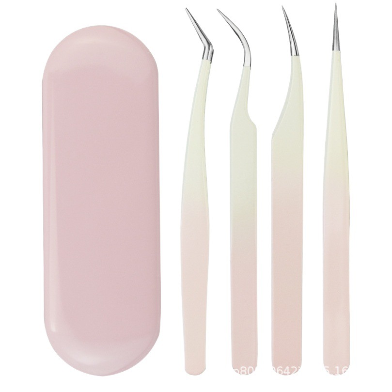 Eyelash Extension Tweezers, Professional Eyelash Artist Tools for Applying False Eyelashes, Gold Feather Clip, Dolphin Clip, Specialized High-Precision Eyelash Clip