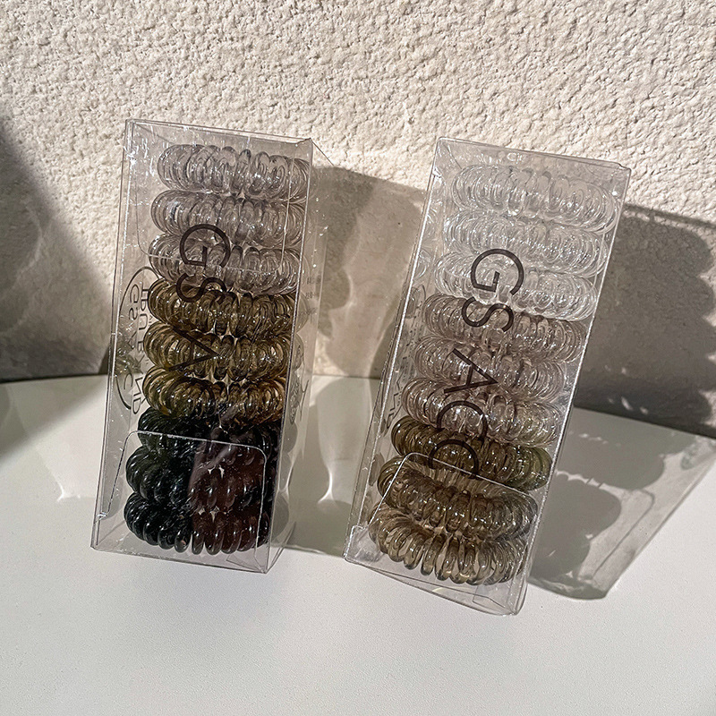 Combinación de 9 piezas línea telefónica cuerda de pelo Internet celebridad gradiente transparente cuerda de pelo fresco Corea del Sur banda de goma ins tie anillo de pelo