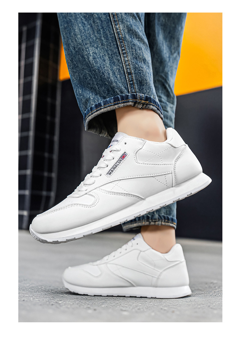 Men's Leather Casual Sneakers With Thick Sole For Height Increase_voghion.com