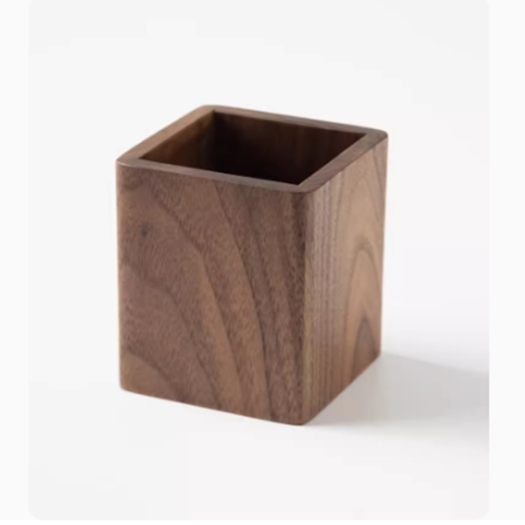 Negro nogal moderno minimalista titular de la pluma estudiante de almacenamiento de madera maciza creativa Oficina de escritorio decoración titular de la pluma de lujo
