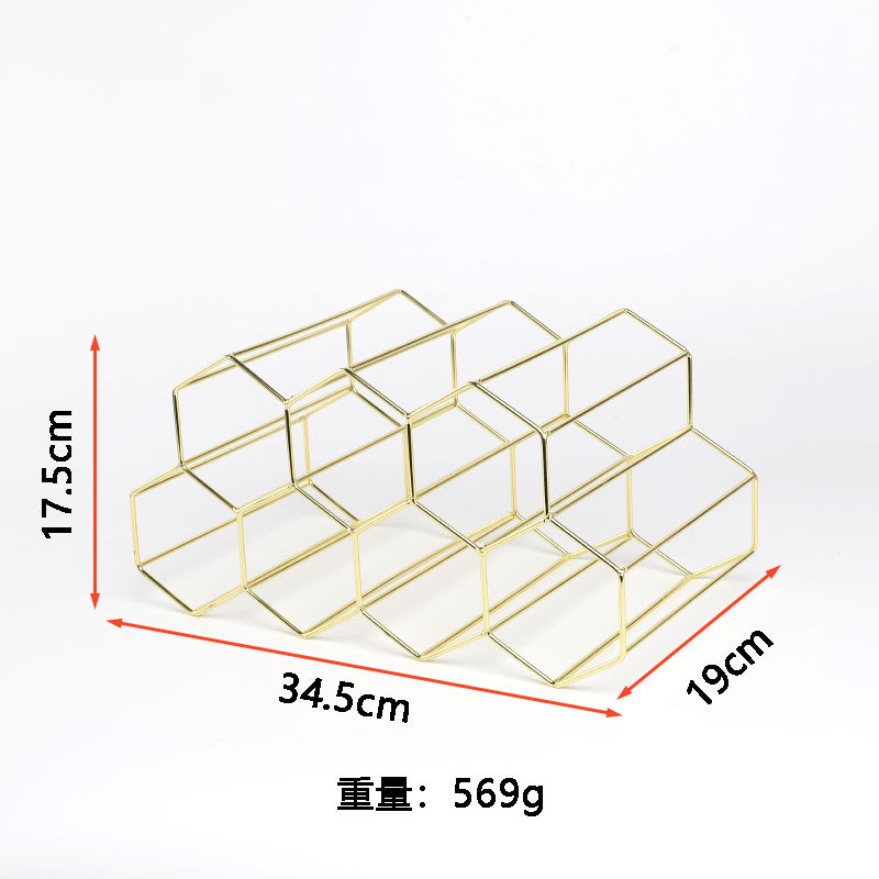 Estante del vino del hierro del metal del oro ins sala de estar estante de exhibición del gabinete del vino creativo panal estante del vino horizontal