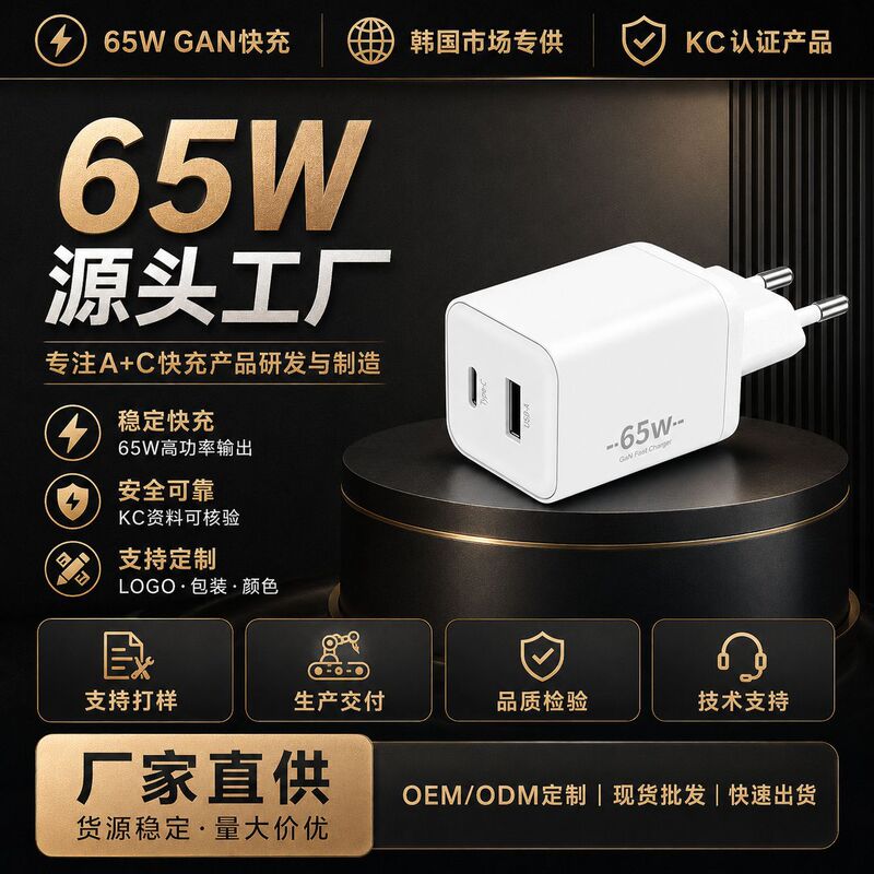 PD65W Korean standard GaN charger compatible with Samsung Super Fast Charge 2.0 Korean fast charging adapter PD65W Korean standard GaN charger compatible with Samsung Super Fast Charge 2.0 Korean fast charging adapter