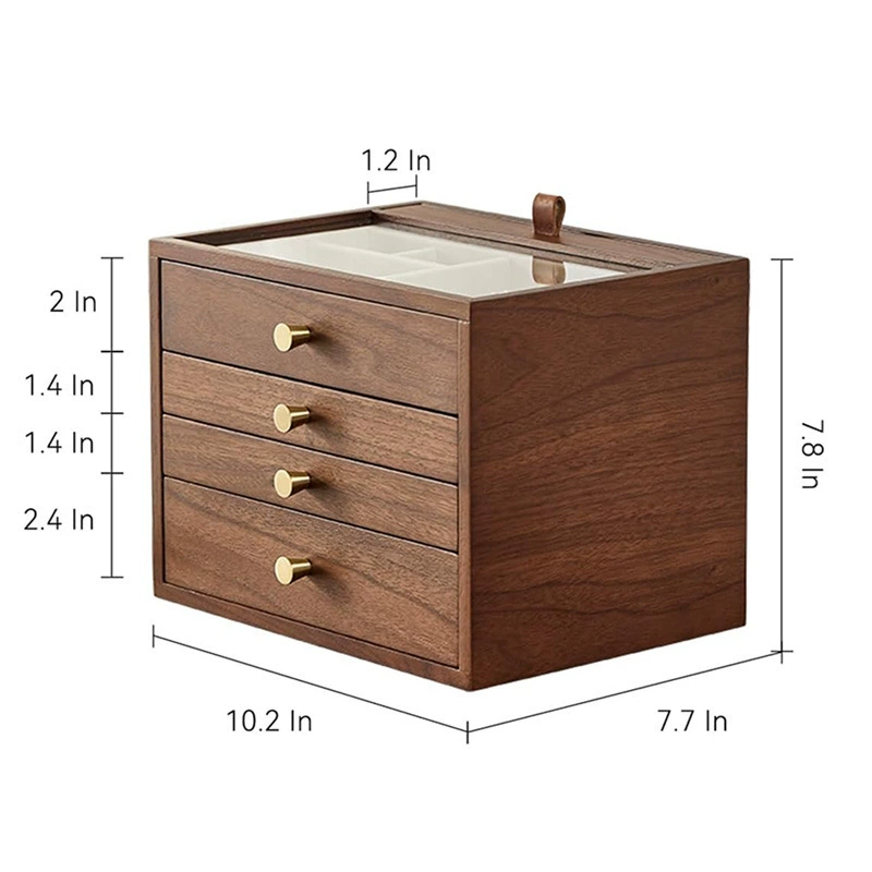 Retro wooden storage system, table accessory, jewelry, necklace and earrings, storage box