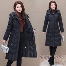 妈妈冬季棉衣收腰显瘦长款羽绒棉服女中年妇女加厚洋气棉袄外套潮