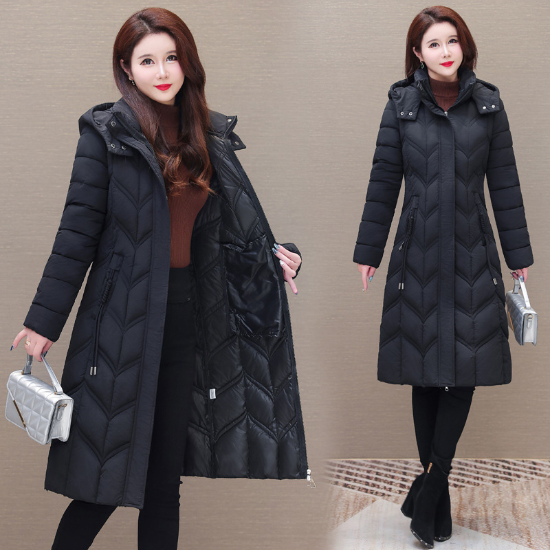 妈妈冬季棉衣收腰显瘦长款羽绒棉服女中年妇女加厚洋气棉袄外套潮