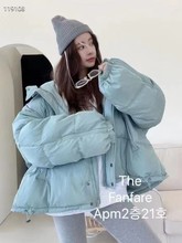 韓國范羽絨服女2022冬季新款寬松抽繩羽絨服女短外套連帽女裝潮