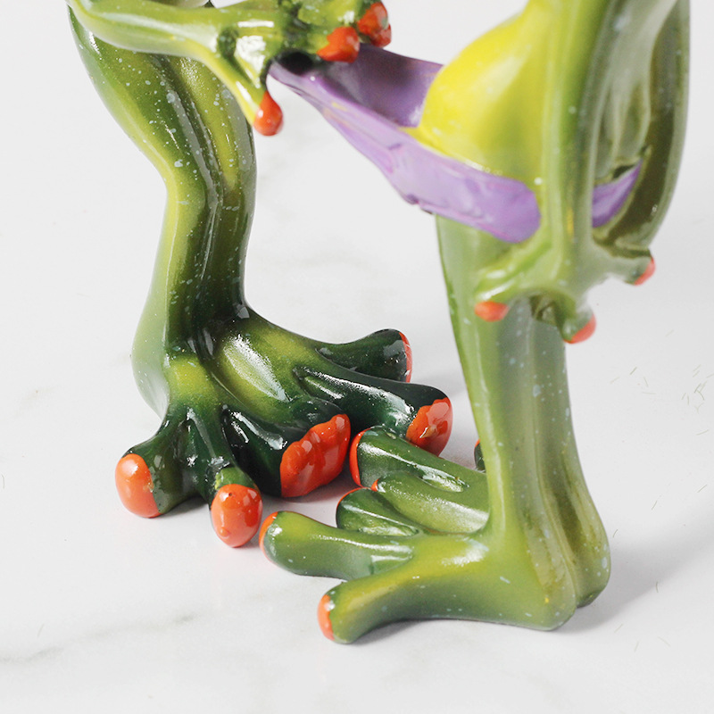 Zibo vidrio de yoga red resina de rana roja artesanía decoración para el hogar regales divertidos puntos escénicos al por mayor