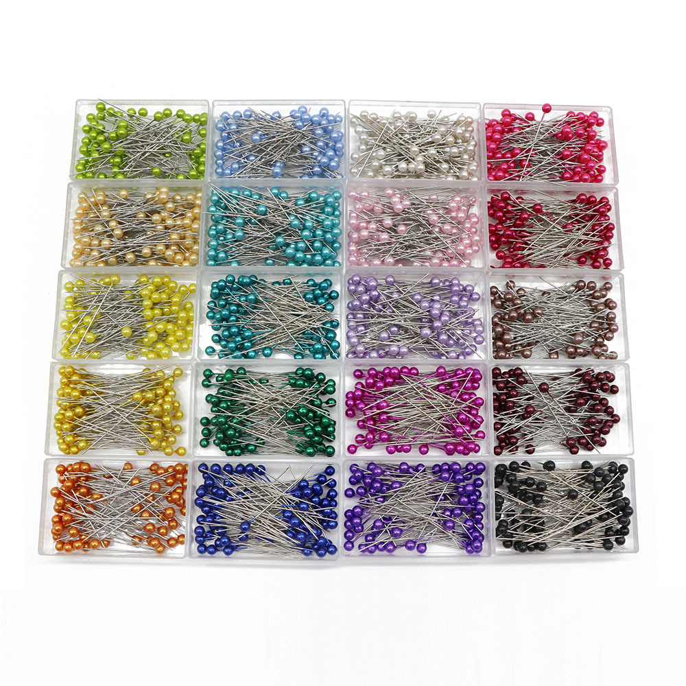 厂家批发100枚彩色圆球花朵婚纱装饰固定定位针饰品针珠光针缝纫