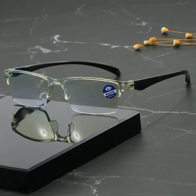 小黄镜智能变焦老花镜100-400自动调节度数高清防蓝光老花镜