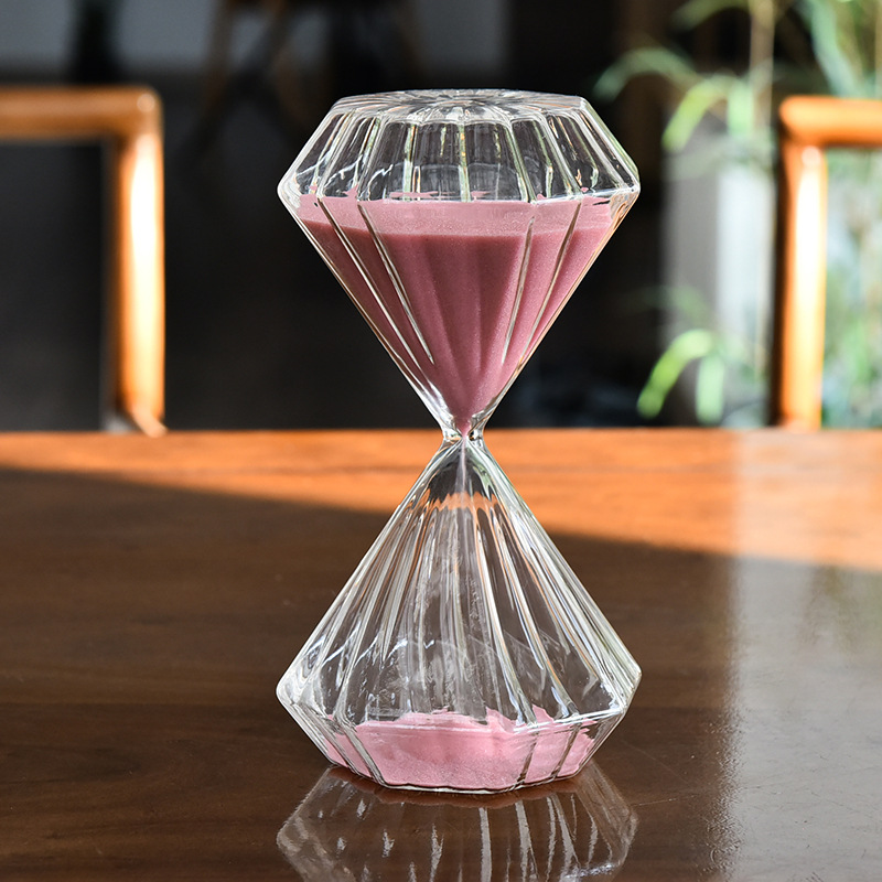 Creativo ins Rosa rayas reloj de arena temporizador diamante cristal decoración del hogar fábrica al por mayor