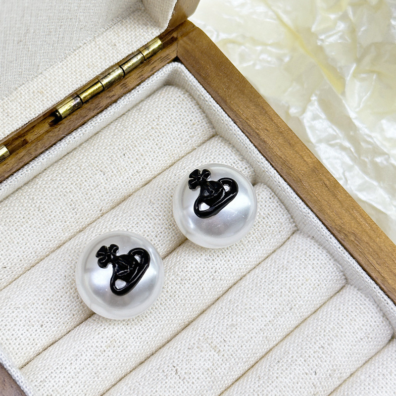 Pendientes de perlas Saturno coreanos de moda para mujer, retro, sencillos, de diseño único y elegante.