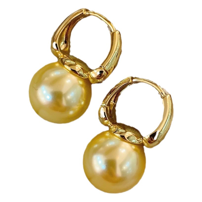 Celebridad estilo de la celebridad perla de oro cubo pendientes mujer elegante francés retro de alta calidad de plata 925 hebilla del oído PIN