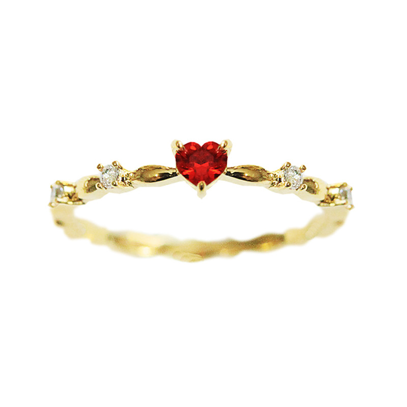 Women's Gender IG Style, Shiny Style Copper IG Style Shiny Inlay Heart Shape Zircon Rings