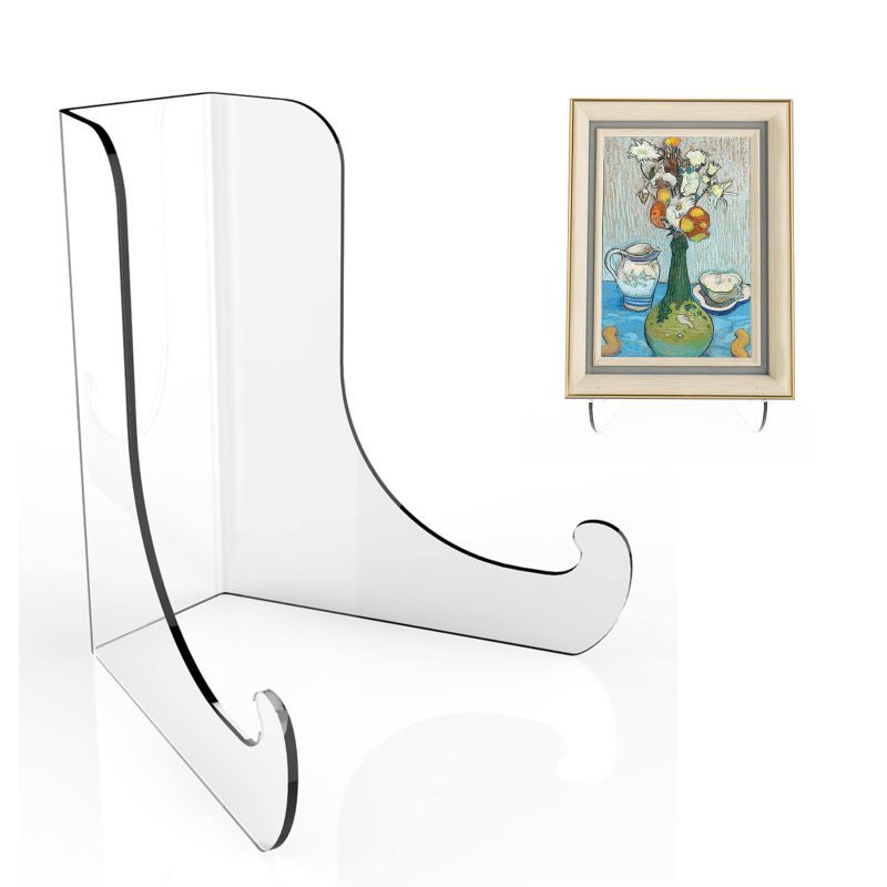 Plato acrílico en stock soporte de exhibición de pastel de té transparente marco de arte pequeño soporte de disco de cerámica