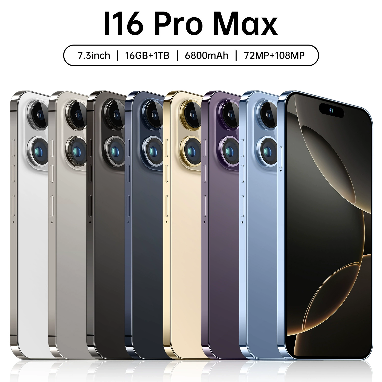 (Торговля через границы), мобильный телефон Dynamic Island, смартфон, intel core i16, 16 pro max, 16gb, Android, широкий экран