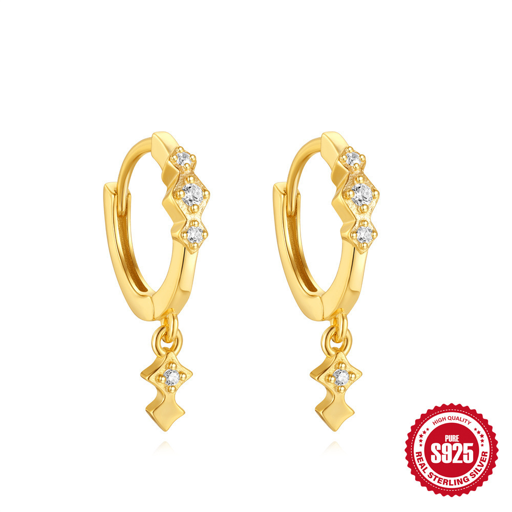 Nuevos pendientes de plata de ley s925 para mujer, estilo ins, estilo francés, simple y elegante, circonio cuadrado, orejas retorcidas irregulares