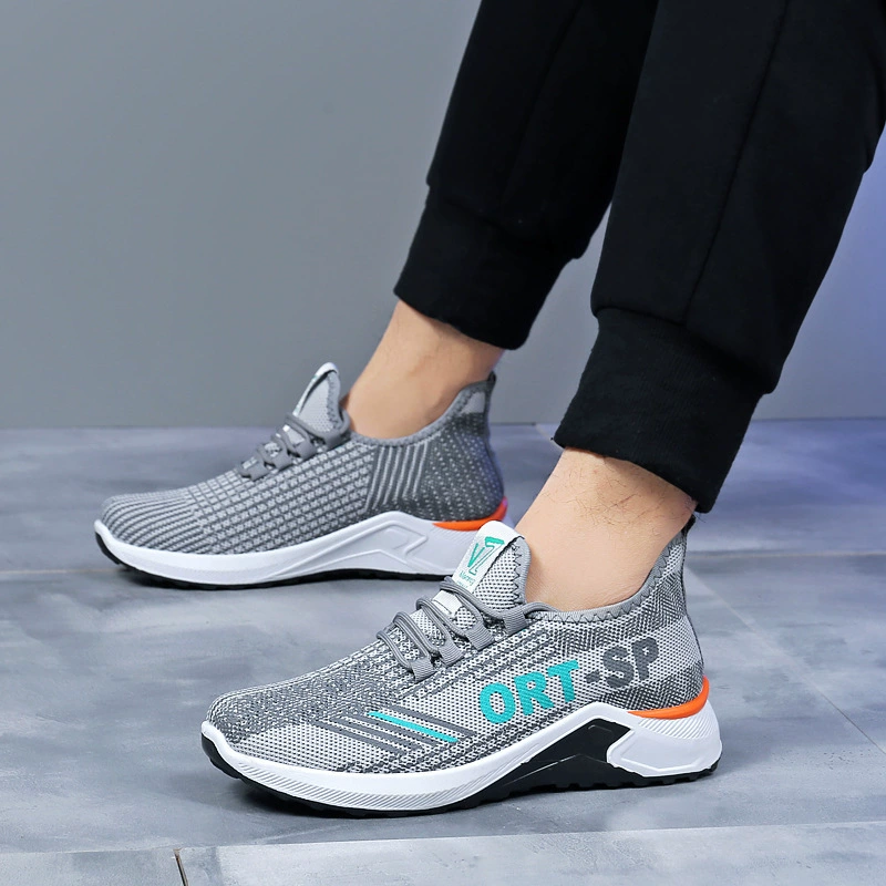 Трансграничный источник 2024 повседневная мягкая подошва спортивная обувь мужская дышащая одиночная обувь летающая сетка обувь плоская обувь для бега