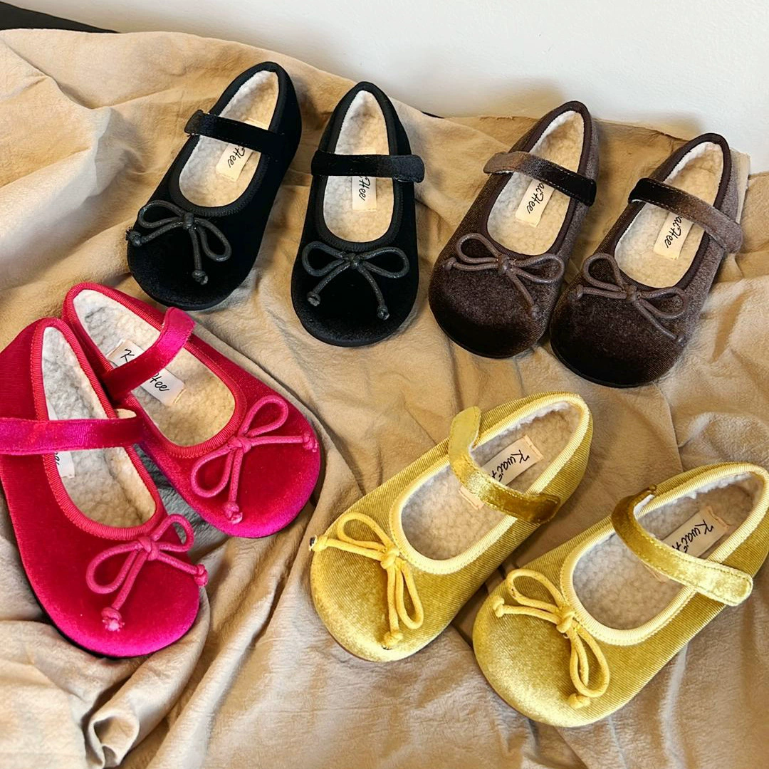 Южная Корея осень и зима новая девушка мягкая подошва плюс бархатная хлопчатобумажная обувь дикий лук утолщает тепло