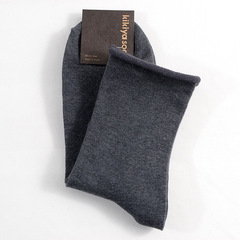 0韓國襪卷邊鬆口不勒腳棉肥胖中老年人純色吸汗四季中筒男士棉襪