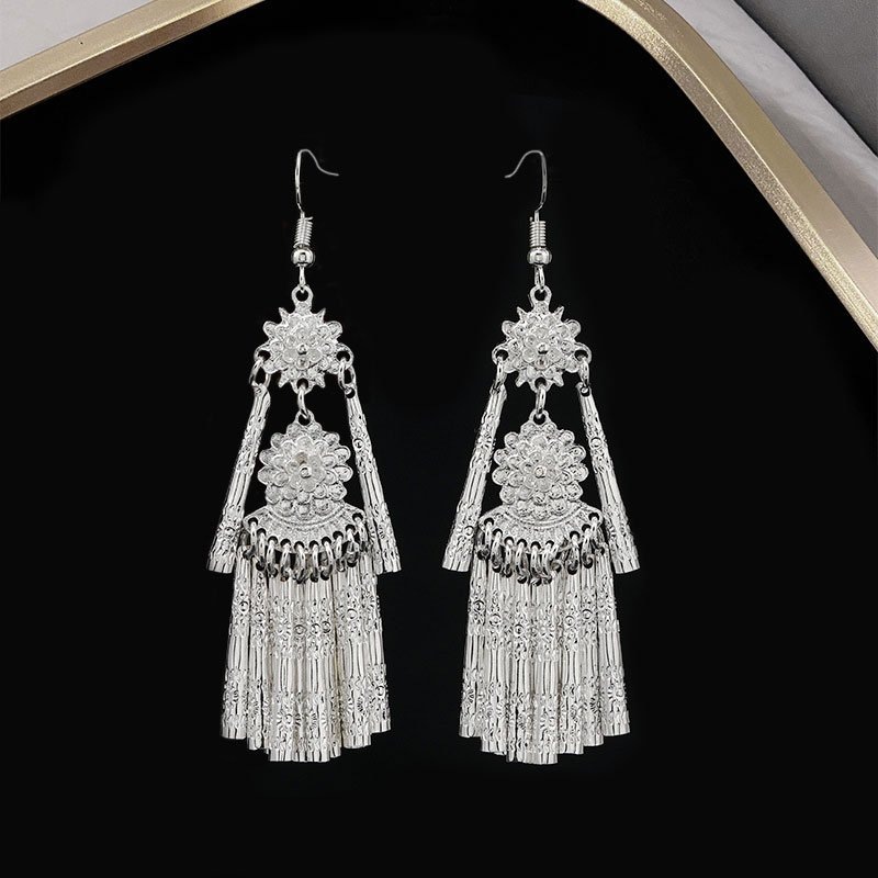 Designer elements: New Chinese style, homemade ethnic style, tassels, high-end earrings, ethnic style, earrings, female_voghion.com
