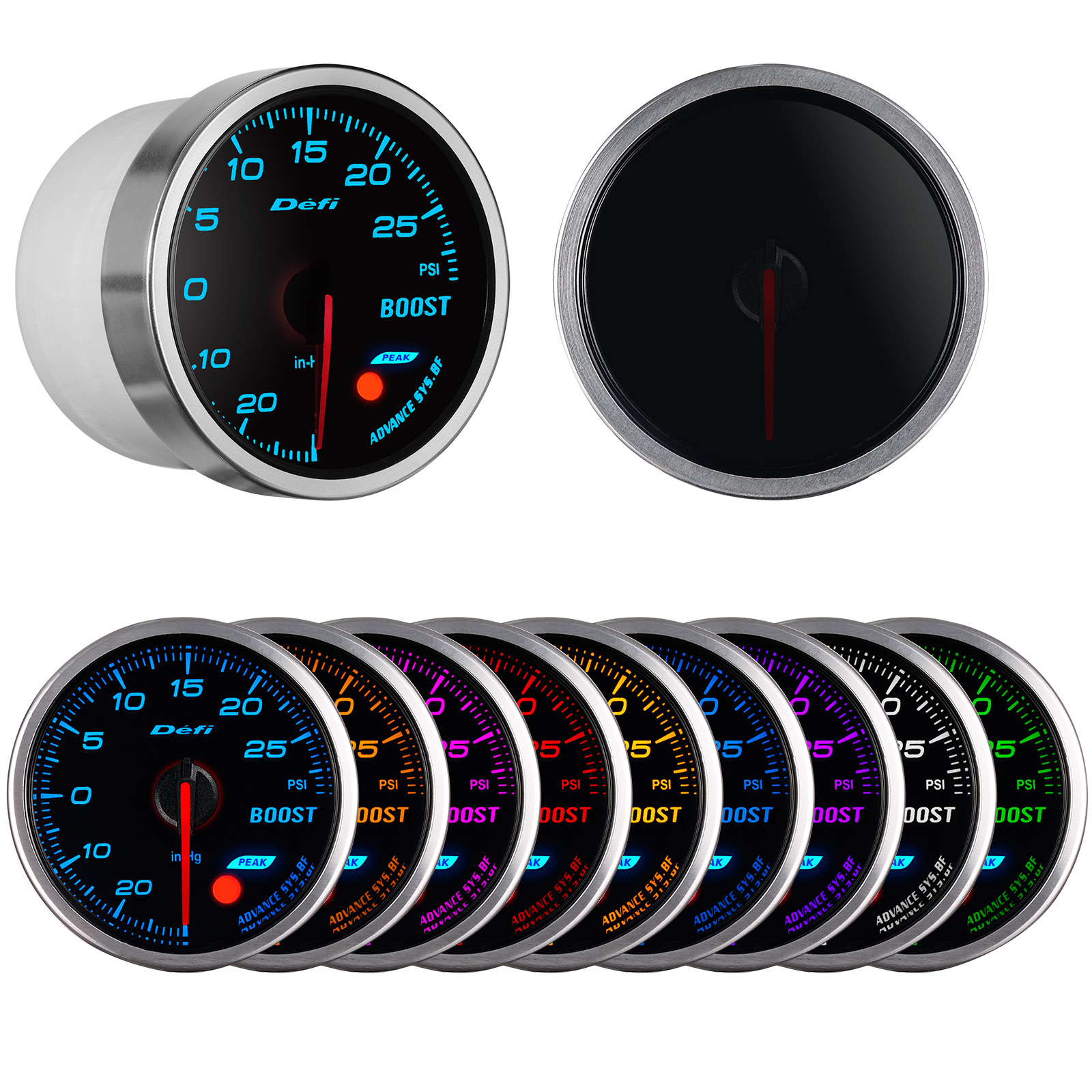 汽车水温表 20 - 120℃量程 60mm 七彩灯 测温精准