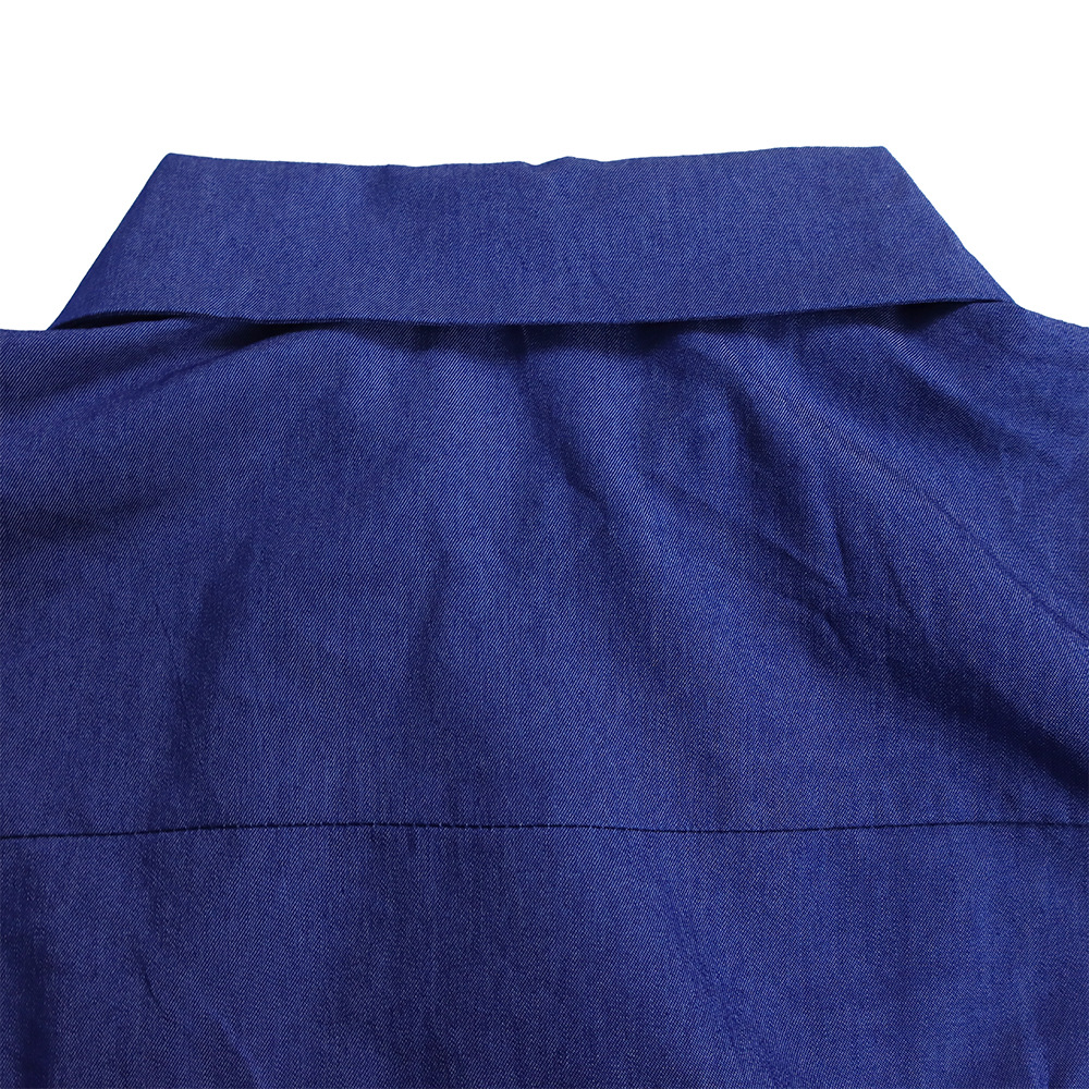 Abito da sera lungo da donna con stampa e dettagli in denim_voghion.com