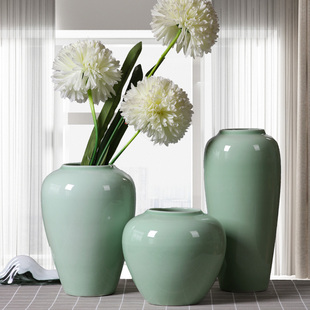 Modern Minimalist Jingdezhen Ceramic Vase Ornaments Model Room Dining Table TV Cabinet Living Room Water Raising Flower Arranging Decorations