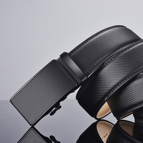 New European and American business belt men's two-layer cowhide Guangzhou automatic buckle LOGO embossed belt manufacturer wholesale