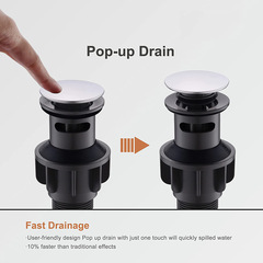 クロスボーダー下水器押しバウンスバスケット付き銀黒円下水器台洗面器洗面台下水器
