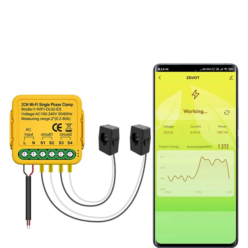 Граффити умный WIFI детектор отключения питания потребление тока удаленный монитор трансформатор тока зажим статистика мощности