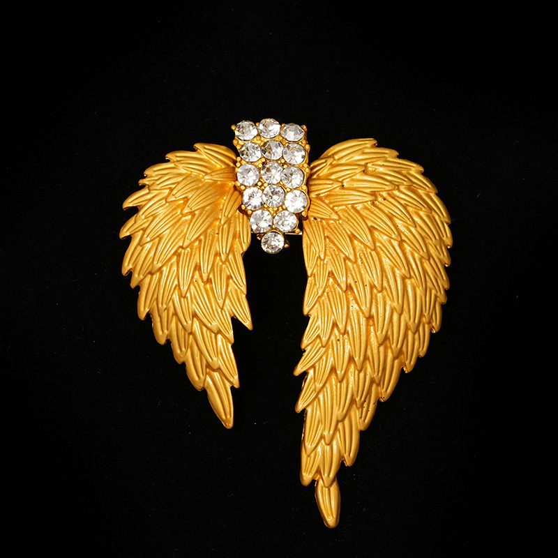 Spilla a forma di ala di piuma, spilla medievale placcata in oro spesso_voghion.com