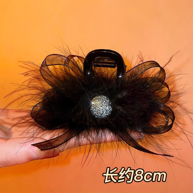De alto grado de nube pluma arco horquilla Internet Celebrity todo partido tiburón clip de hadas mullido agarre grande malla accesorios para el cabello