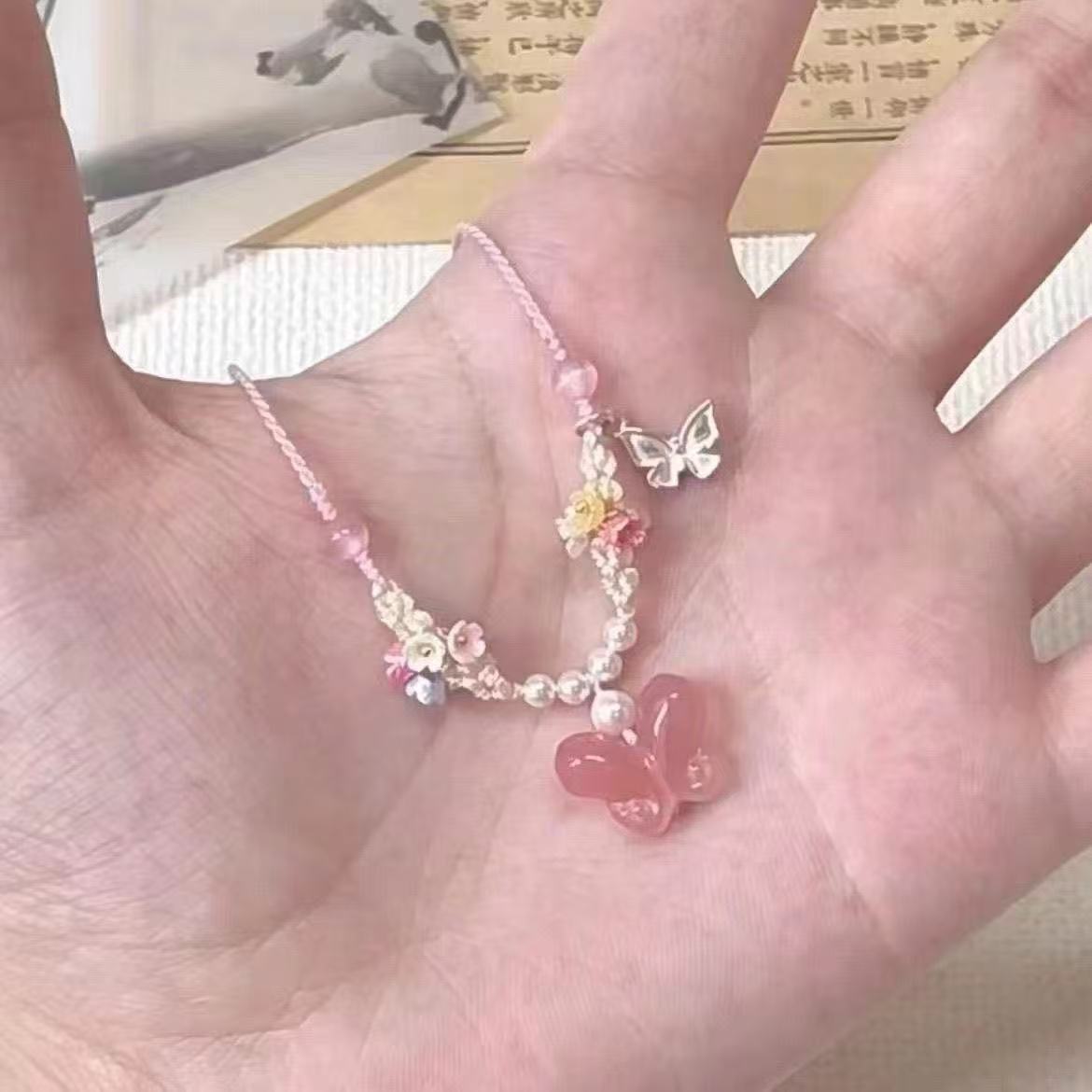 신선하고 달콤한 짠 로프 아름다운 판타지 컬러 나비 손 로프 여름 높은 느낌 기질 모든 일치 틈새 새로운 스타일