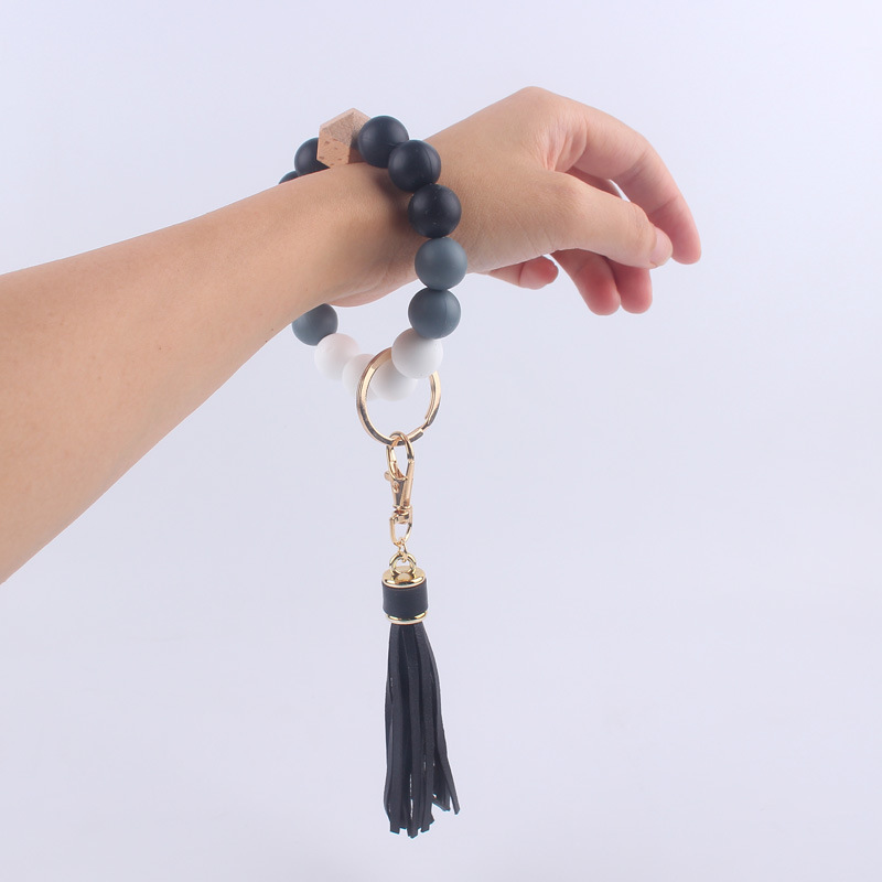 Artistic Color Block Alloy Silica Gel Beaded Women's Keychain display picture 4