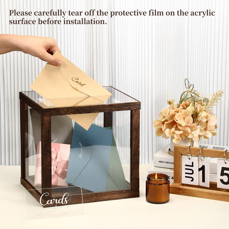 Wooden Wedding Ballot Box Transparent Acrylic Box Square Wedding Party Greeting Card Mailbox Desktop Savings Box Wooden Wedding Ballot Box Transparent Acrylic Box Square Wedding Party Greeting Card Mailbox Desktop Savings Box
