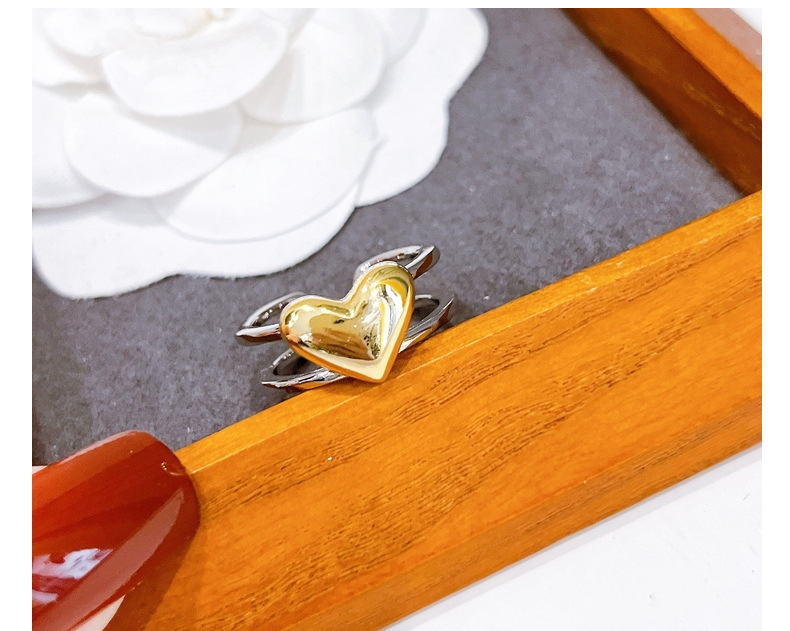 Sweet Heart Shape Copper Plating Open Ring 1 Piece