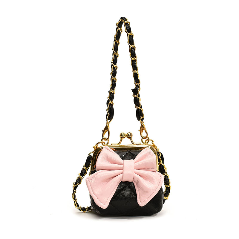 Bolsos de hombro de princesa de estilo estilo diamante sólido arco bolso de hombro para niños nueva cadena bolso de abrazadera para niños
