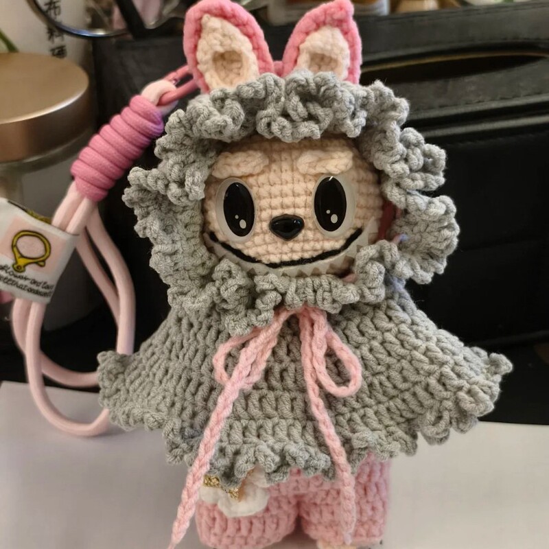 純粋に手作りの DIY かぎ針編みの第一世代と第二世代のラブブ編み人形キーホルダーかわいいスターのカップル同じスタイル|undefined