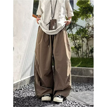 卡其色阔腿裤男2025秋季新款情侣款宽松休闲裤工装长裤垂感直筒裤