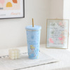 Cute capacious glass stainless steel, cartoon double-layer cup, 750 ml