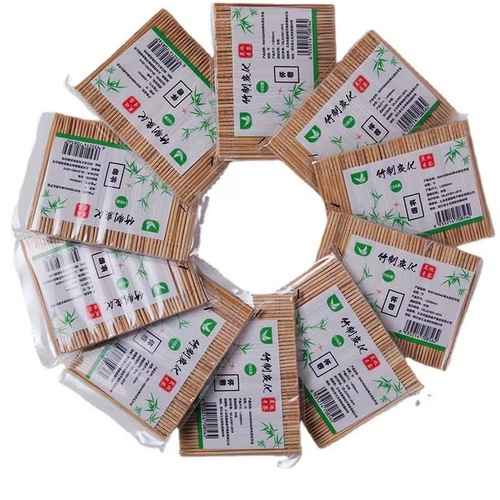 Carbonized bamboo thin toothpick double-tipped disposable high-end household family pack bamboo toothpick carbonized fruit toothpick wholesale