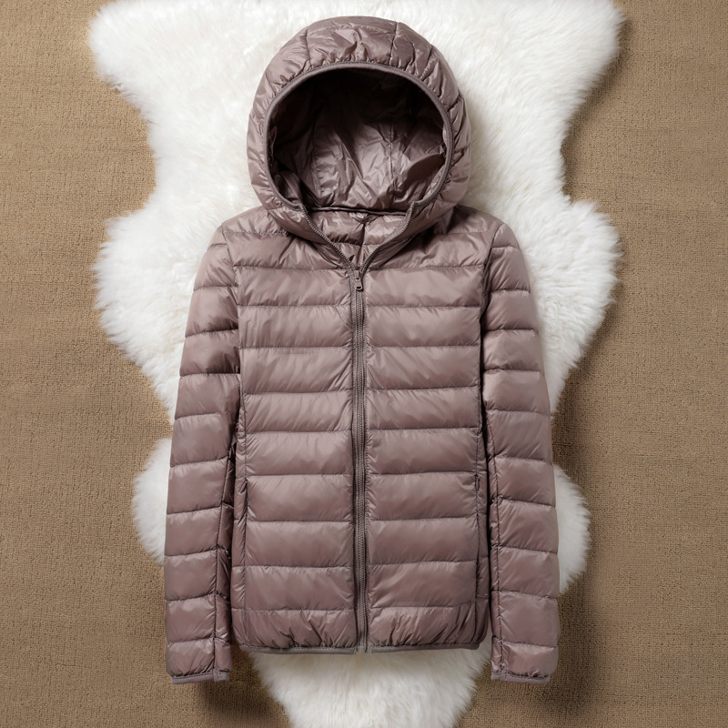 Lightweight Down Jacket Women's 2023 New Fashion Slim-fit Hooded Vertical Collar White Duck Down Short Light Coat Cross-border Lightweight Down Jacket Women's 2023 New Fashion Slim-fit Hooded Vertical Collar White Duck Down Short Light Coat Cross-border
