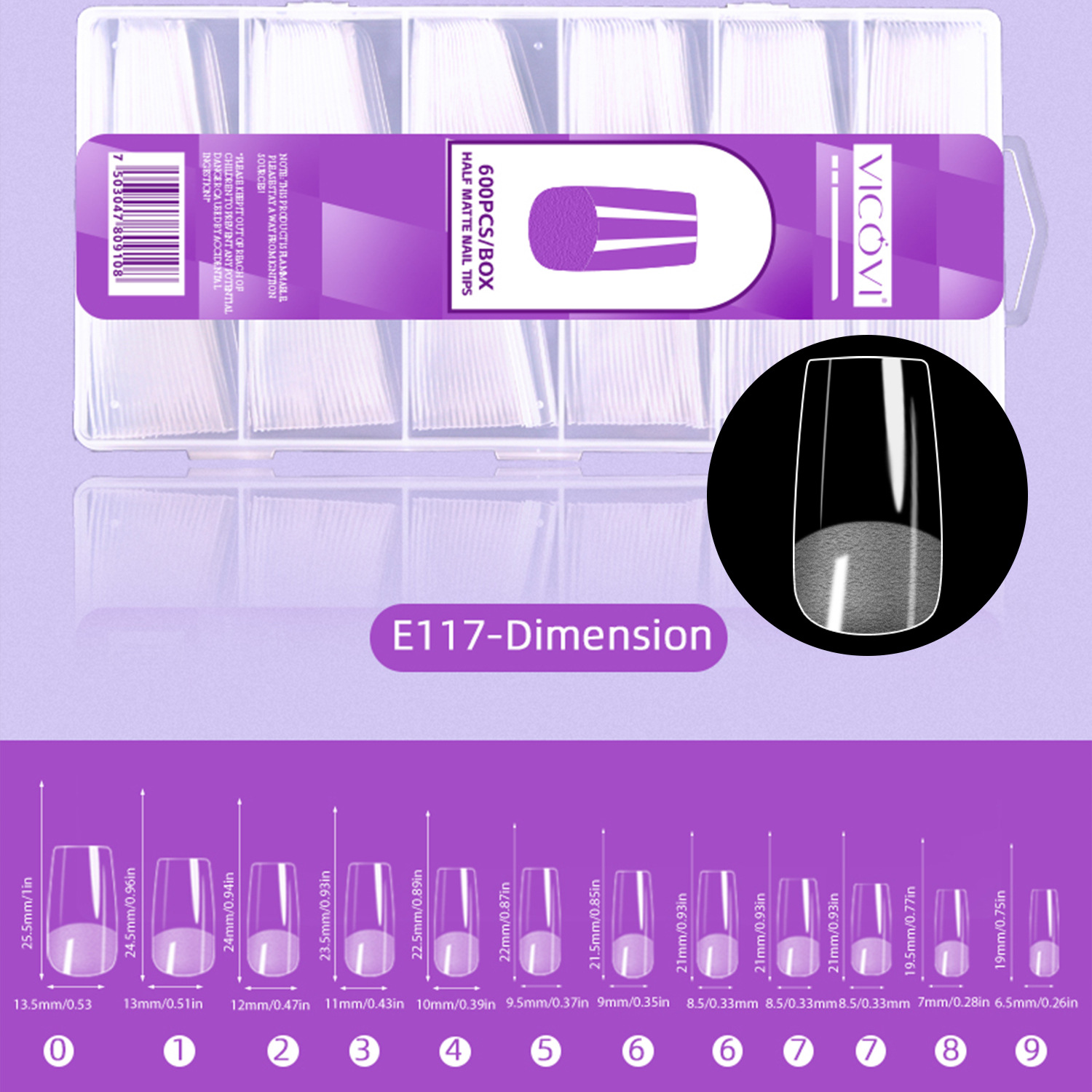 Transfronterizo nuevo arte de uñas pieza de uñas talla-libre de molienda delgada mitad esmerilado sin costuras europeo y americano helado dedo falso 600 piezas pieza de uñas al por mayor