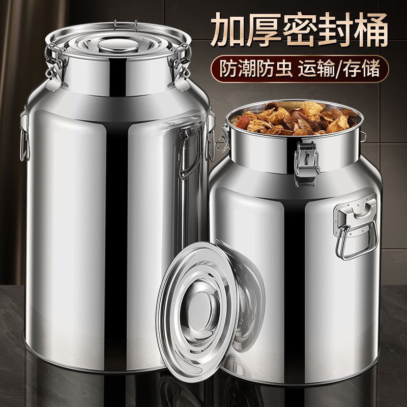 Cubo sellado de acero inoxidable 316, tanque de té de gran capacidad engrosado, almacenamiento de aceite comestible, transporte, cubo de vino de leche, cubo de vino, almacenamiento de vino