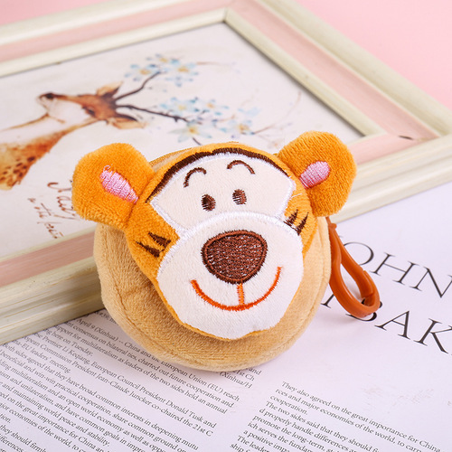 New Round Cute Earphone Bag Mini Keychain Creative Plush Ornament Creative Small Gift Coin Purse