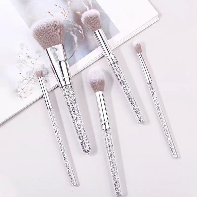 10 pinceles de maquillaje rosa de mango de diamante set blush eye shadow cepillo de cristal manejo de perforación interna cepillo de base eye shadow cepillo