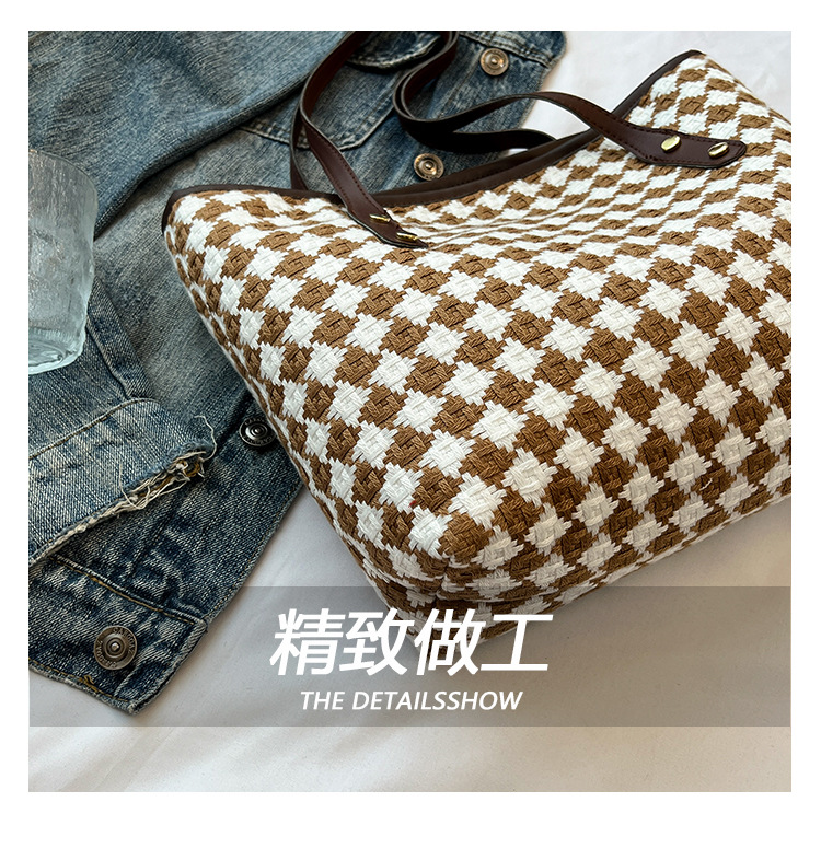 Casual commuting women's bag 2025 Spring checkered simple, stylish and trendy single-shoulder crossbody bag tote bag undefined